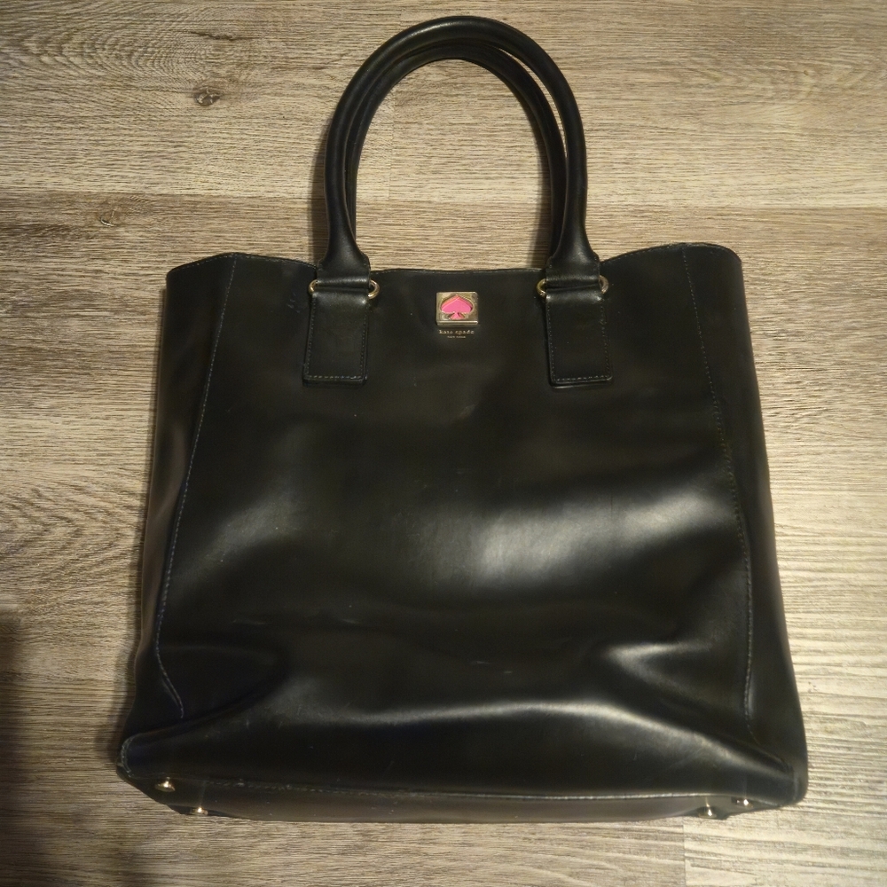 Kate Spade Vibrant Black & Pink Bag with Beige Interior - Picture 12 of 16